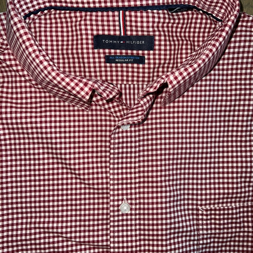 Tommy Hilfiger Men's Gingham check plaid long sleeve button down red XXL 18